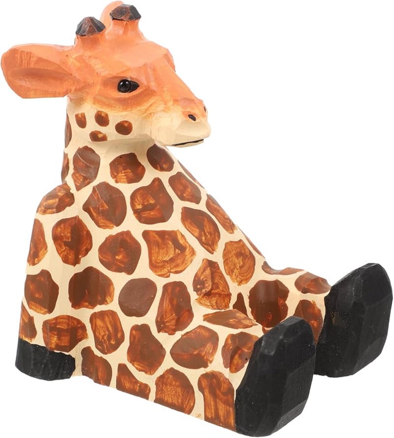 Wooden Giraffe Phone Holder Stable Non Slip Desk Stand For Bed Sofa Video Calls - Image 1